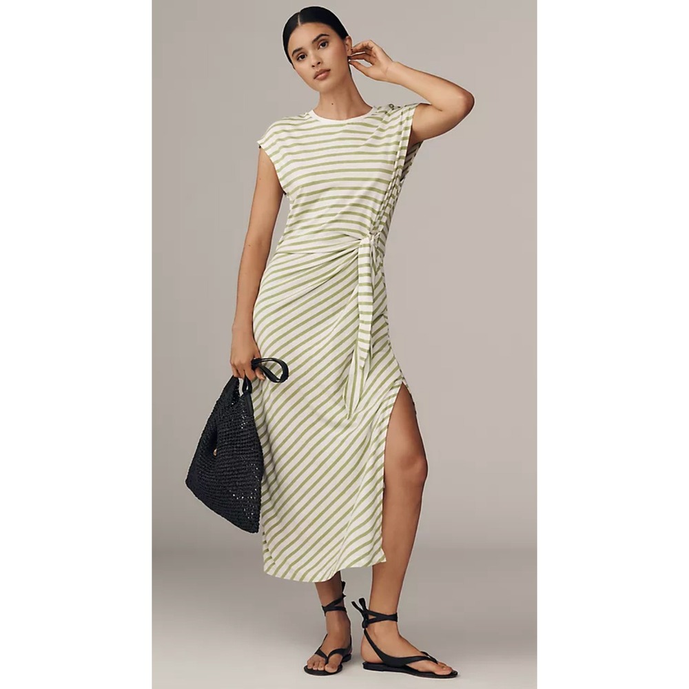 Anthropologie Daily Practice | NWT Tiebreaker Striped Midi Dress Green | Sz XL